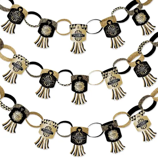 Big Dot of Happiness Roaring 20's - 90 Chain Links and 30 Paper Tassels Decoration Kit - 1920s Art Deco Jazz Party Paper Chains Garland - 21 feet {1}