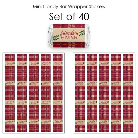 Big Dot of Happiness Friends Thanksgiving Feast - Mini Candy Bar Wrapper Stickers - Friendsgiving Small Favors - 40 Count {4}
