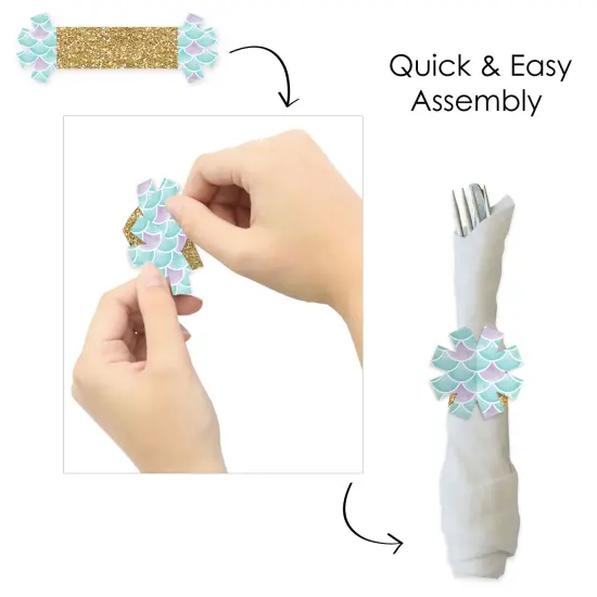 Big Dot of Happiness Let&rsquo;s Be Mermaids - Baby Shower or Birthday Party Paper Napkin Holder - Napkin Rings - Set of 24 {6}