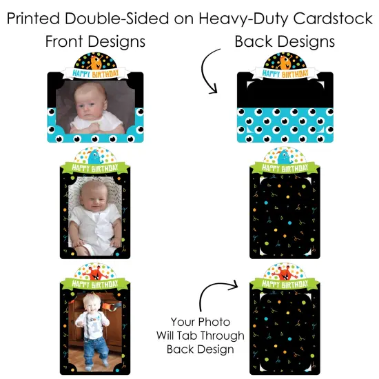 Big Dot of Happiness Monster Bash - Little Monster Birthday Party Picture Centerpiece Sticks - Photo Table Toppers - 15 Pieces {7}