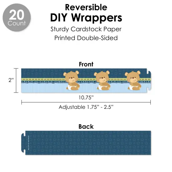 Big Dot of Happiness Baby Boy Teddy Bear - Baby Shower Favors and Cupcake Kit - Fabulous Favor Party Pack - 100 Pieces {4}