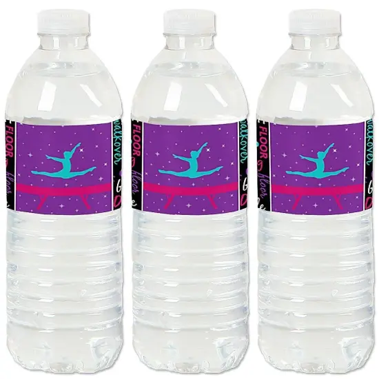 Big Dot of Happiness Tumble, Flip & Twirl - Gymnastics - Birthday Party or Gymnast Party Water Bottle Sticker Labels - Set of 20 {1}