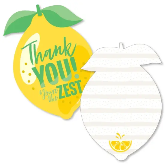 Big Dot of Happiness So Fresh - Lemon - Shaped Thank You Cards - Citrus Lemonade Party Thank You Note Cards with Envelopes - Set of 12 {1}