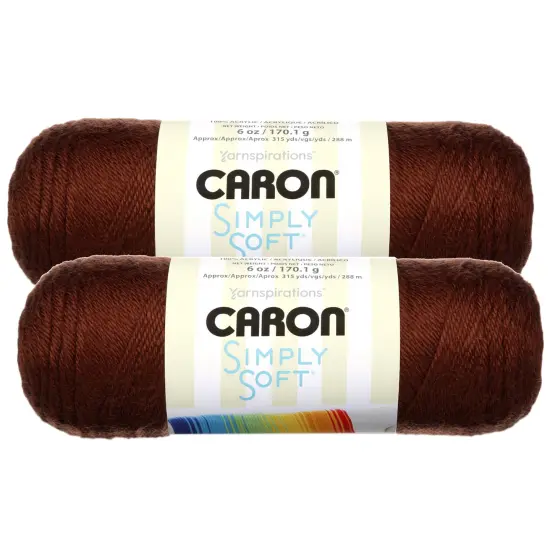(Pack of 2) Caron Simply Soft Solids Yarn-Chocolate {1}