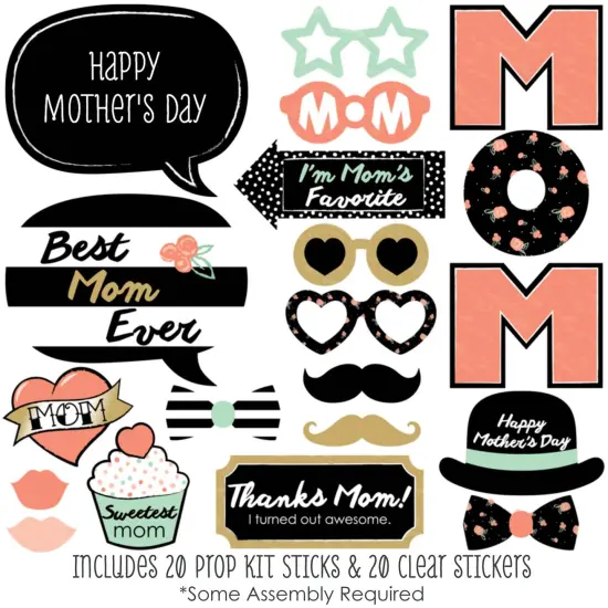 Big Dot of Happiness Best Mom Ever - Mother's Day Photo Booth Props Kit - 20 Count {3}