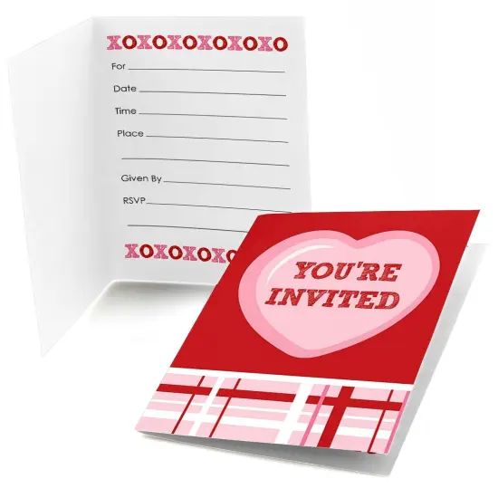 Big Dot of Happiness Conversation Hearts - Fill In Valentine's Day Party Invitations (8 count) {1}