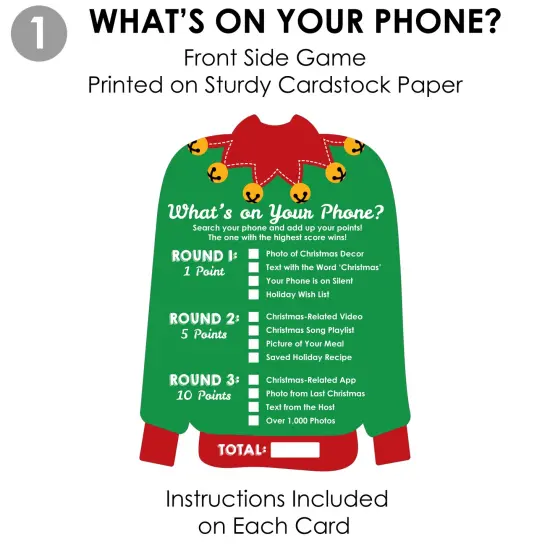 Big Dot of Happiness Ugly Sweater - 2-in-1 Holiday and Christmas Party Cards - Activity Duo Games - Set of 20 {7}