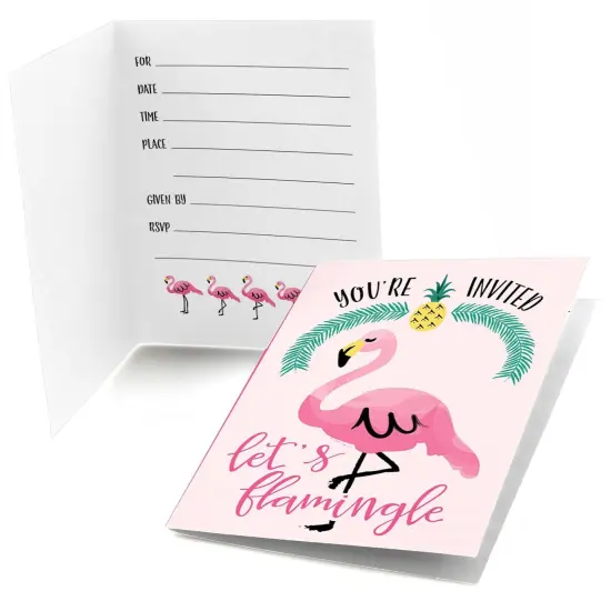 Big Dot of Happiness Pink Flamingo - Party Like a Pineapple - Tropical Summer Fill In Invitations (8 count) {1}