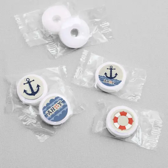 Big Dot of Happiness Ahoy - Nautical - Baby Shower or Birthday Party Round Candy Sticker Favors - Labels Fits Chocolate Candy (1 sheet of 108) {6}