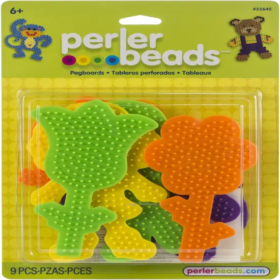 Perler Fun Fusion Pegboards 7/Pkg-Boy/Girl/Bear/Monkey/Butterfly/2 Flowers {1}
