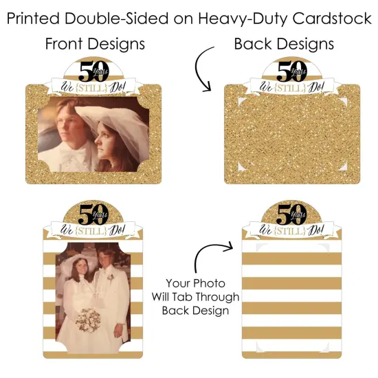 Big Dot of Happiness We Still Do - 50th Wedding Anniversary - Anniversary Party Picture Centerpiece Sticks - Photo Table Toppers - 15 Pieces {7}