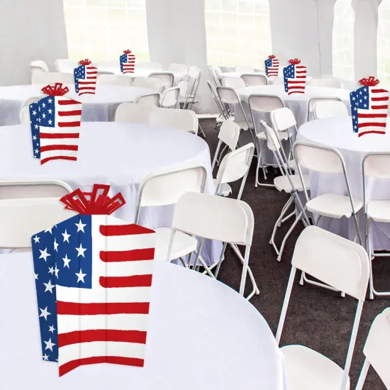 Big Dot of Happiness Stars & Stripes - Table Decorations - Memorial Day, 4th of July & Labor Day Patriotic Party Fold & Flare Centerpieces - 10 Count {6}