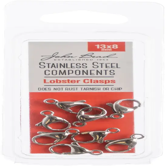 John Bead Stainless Steel Lobster Clasp 8/Pkg-13x8mm {1}