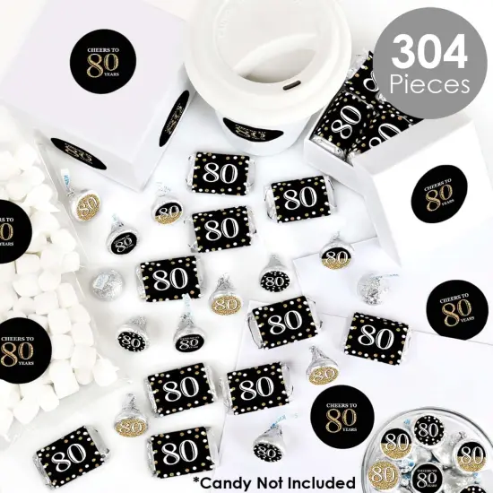 Big Dot of Happiness Adult 80th Birthday - Gold - Birthday Party Candy Favor Sticker Kit - 304 Pieces {3}