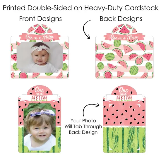 Big Dot of Happiness 1st Birthday One in a Melon - Fruit First Birthday Party Picture Centerpiece Sticks - Photo Table Toppers - 15 Pieces {7}