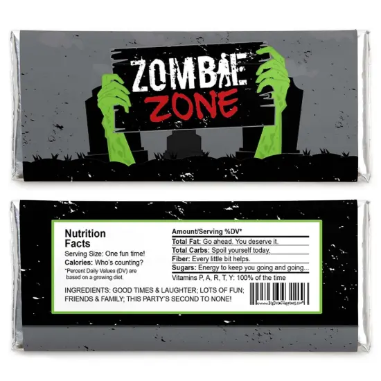 Big Dot of Happiness Zombie Zone - Candy Bar Wrapper Halloween or Birthday Zombie Crawl Party Favors - Set of 24 {3}