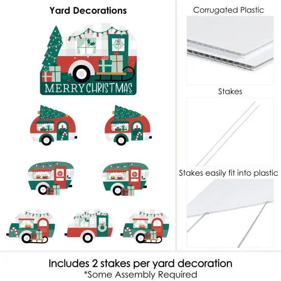 Big Dot of Happiness Camper Christmas - Yard Sign and Outdoor Lawn Decorations - Red and Green Holiday Party Yard Signs - Set of 8 {6}