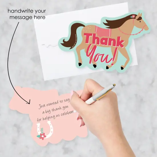 Big Dot of Happiness Run Wild Horses - Shaped Thank You Cards - Pony Birthday Party Thank You Note Cards with Envelopes - Set of 12 {3}