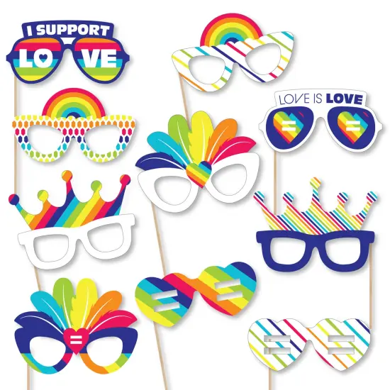 Big Dot of Happiness Love is Love - Pride Glasses - Paper Card Stock Rainbow Party Photo Booth Props Kit - 10 Count {1}