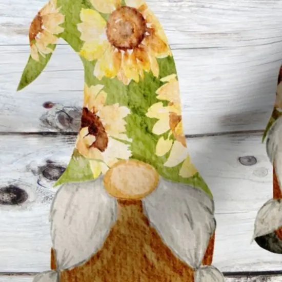 Various Fabrics by the Yard or Fat Quarter Sunflower Gnomes Yellow Home Decor Gnome Watercolor Daisies Sunflowers Custom Printed Fabric by Spoonflower {7}