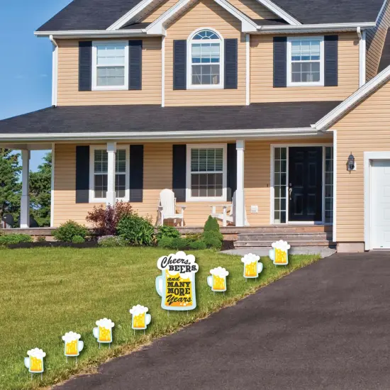 Big Dot of Happiness Funny Prank Cheers, Beers, and Many More Years - Yard Sign and Outdoor Lawn Decorations - Birthday Yard Signs - Set of 8 {3}