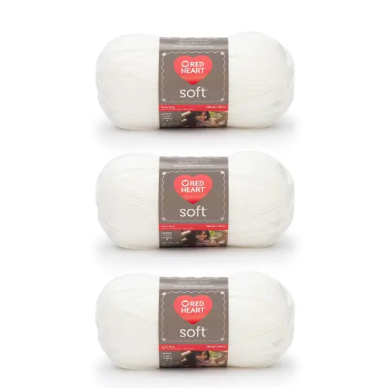 Red Heart Soft White Yarn - 3 Pack of 141g/5oz - Acrylic - 4 Medium (Worsted) - 256 Yards - Knitting/Crochet {1}