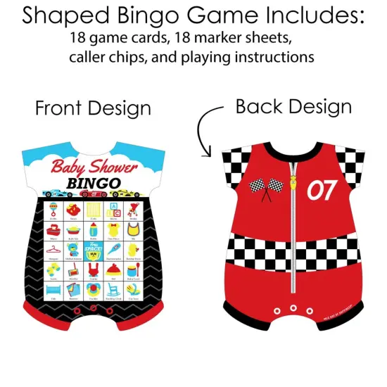 Big Dot of Happiness Let's Go Racing - Racecar - Picture Bingo Cards and Markers - Race Car Baby Shower Shaped Bingo Game - Set of 18 {4}