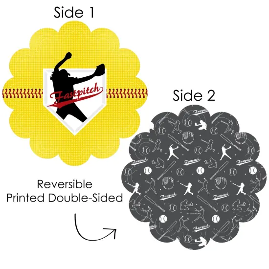 Big Dot of Happiness Grand Slam - Fastpitch Softball - Birthday Party or Baby Shower Round Table Decorations - Paper Chargers - Place Setting For 12 {4}