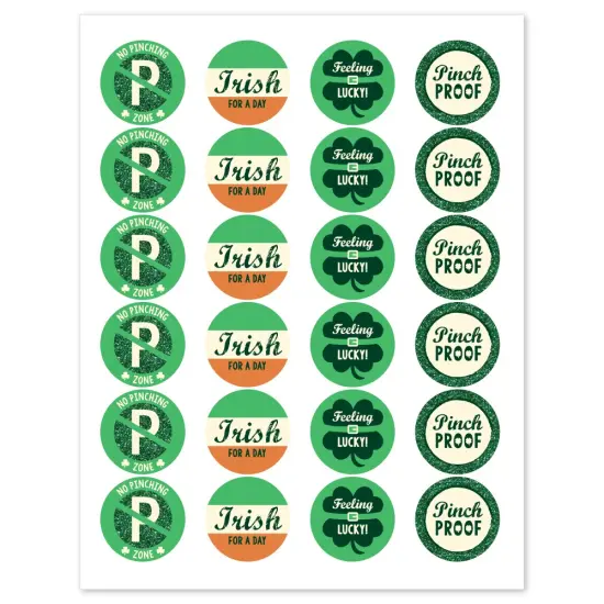 Big Dot of Happiness St. Patrick's Day - Assorted St. Paddy's Day Party Circle Sticker Labels - 24 Count {3}