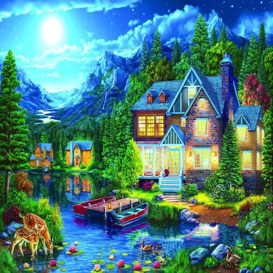 Sunsout House Near the Lake 1000 pc Jigsaw Puzzle 42908 {1}