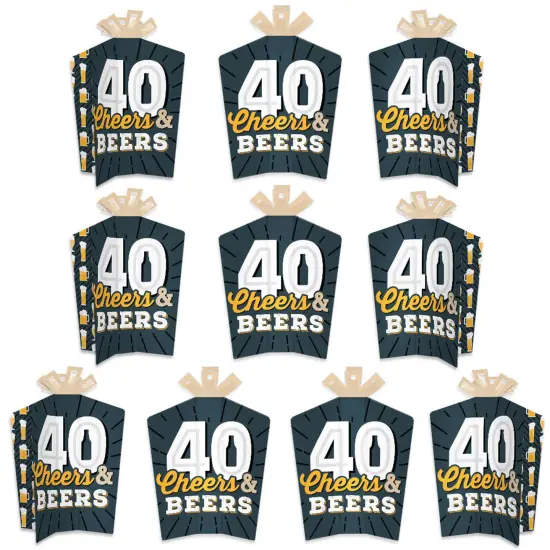 Big Dot of Happiness Cheers and Beers to 40 Years - Table Decorations - 40th Birthday Party Fold and Flare Centerpieces - 10 Count {1}