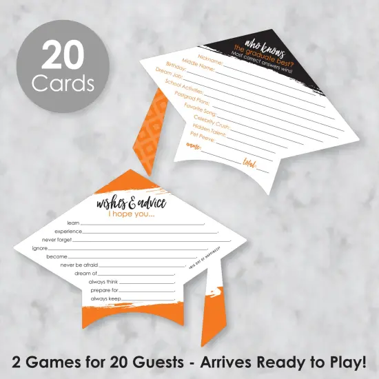 Big Dot of Happiness Orange Grad - Best is Yet to Come - 2-in-1 Orange Graduation Party Cards - Activity Duo Games - Set of 20 {3}