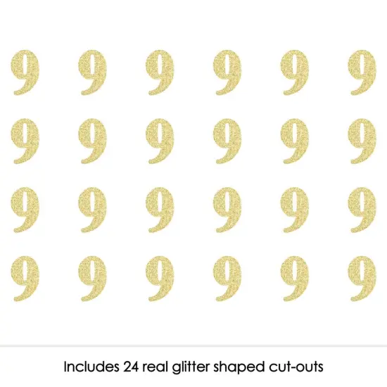 Big Dot of Happiness Gold Glitter 9 - No-Mess Real Gold Glitter Cut-Out Numbers - 9th Birthday Party Confetti - Set of 24 {3}