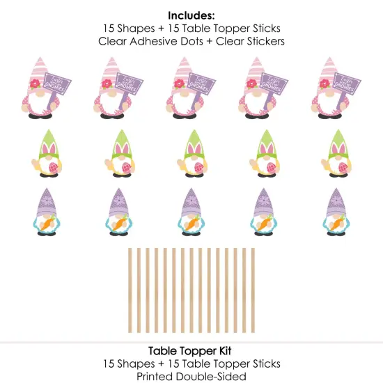 Big Dot of Happiness Easter Gnomes - Spring Bunny Party Centerpiece Sticks - Table Toppers - Set of 15 {7}