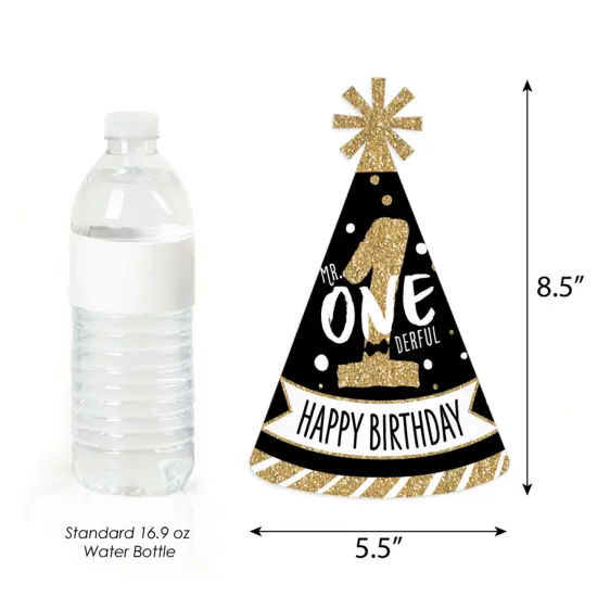 Big Dot of Happiness 1st Birthday Little Mr. Onederful - Cone Happy Birthday Party Hats for Kids and Adults - Set of 8 (Standard Size) {4}