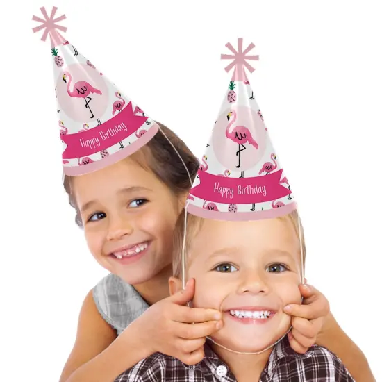 Big Dot of Happiness Pink Flamingo - Party Like a Pineapple - Tropical Summer Cone Happy Birthday Party Hats for Kids & Adults - 8 Ct (Standard Size) {3}