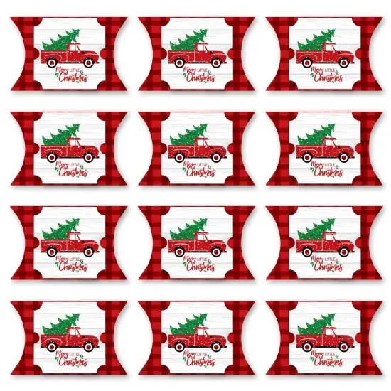 Big Dot of Happiness Merry Little Christmas Tree - Favor Gift Boxes - Red Truck Christmas Party Large Pillow Boxes - Set of 12 {6}