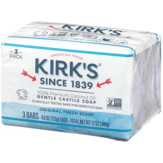 The Original Kirk's Castile Bar Soap Gentle Premium Coconut Oil (Pack of 9) {4}