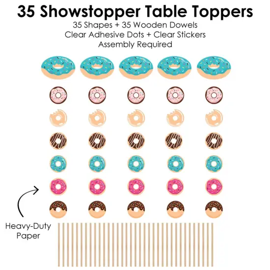 Big Dot of Happiness Donut Worry, Let's Party - Doughnut Party Centerpiece Sticks - Showstopper Table Toppers - 35 Pieces {7}