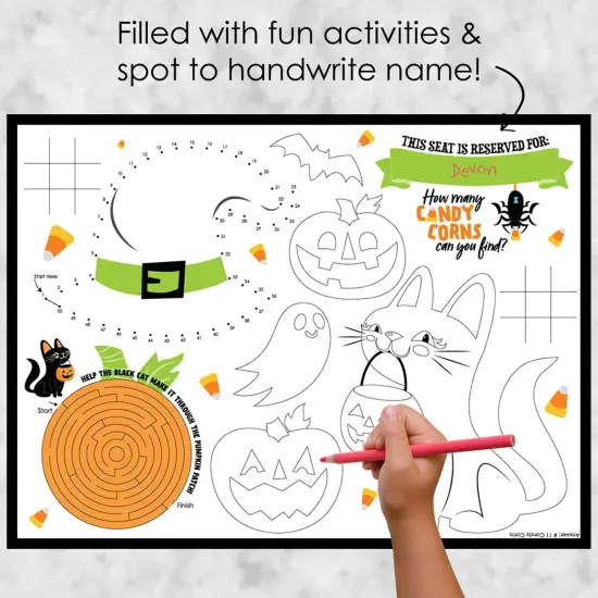 Big Dot of Happiness Jack-O'-Lantern Halloween - Paper Kids Halloween Party Coloring Sheets - Activity Placemats - Set of 16 {3}