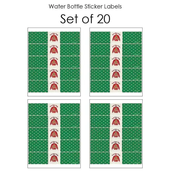 Big Dot of Happiness Ugly Sweater - Holiday and Christmas Party Water Bottle Sticker Labels - Set of 20 {4}