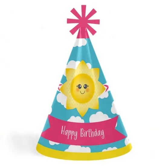 Big Dot of Happiness You are My Sunshine - Cone Happy Birthday Party Hats for Kids and Adults - Set of 8 (Standard Size) {1}