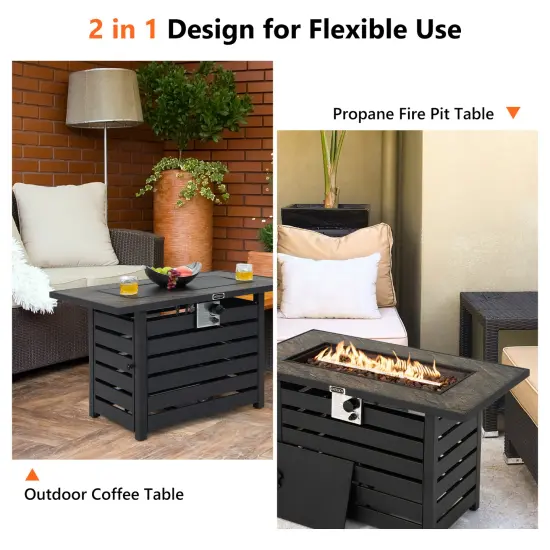 42 Inch 50000 Btu Propane Fire Pit Table With Ore Powder Surface {6}