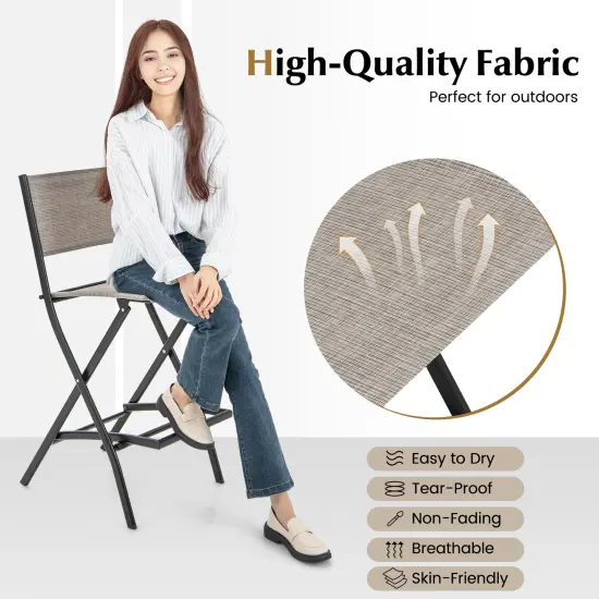 Folding Bar Stools Set Of 2 Backrest Humanized Footrest {2}