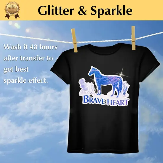 Blue Glitter Heat Transfer Paper for Inkjet Printer (5 Sheets, 8.5x11'') Printable Heat Transfer Vinyl for T Shirts Iron on Transfers for Light & Dark Fabrics {2}