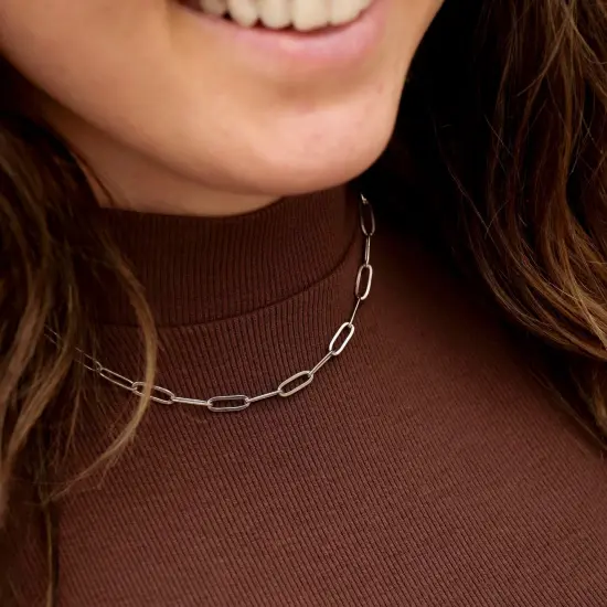 Stainless Steel Paperclip Chain Necklace {4}