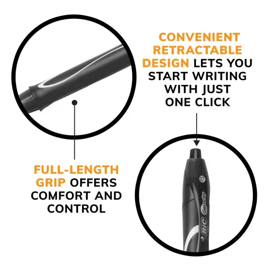 BIC Gelocity Quick Dry Black Gel Pens, Medium Point (0.7mm), 48-Count Pack, Retractable Gel Pens With Comfortable Full Grip {5}