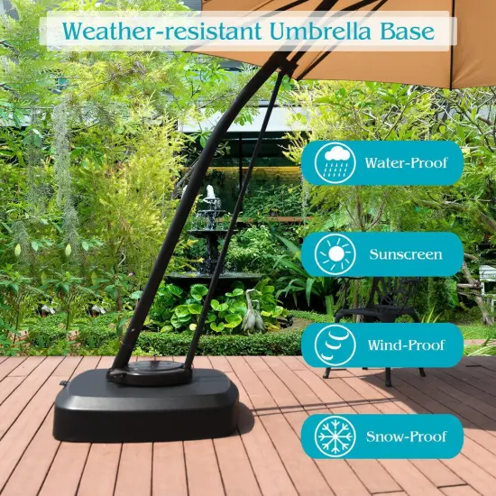 Patio Cantilever Offset Umbrella Base With Wheels For Garden Poolside Deck {3}