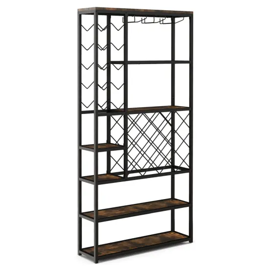 Industrial Floor Wine Rack With 3 Rows Of Stemware Racks {4}