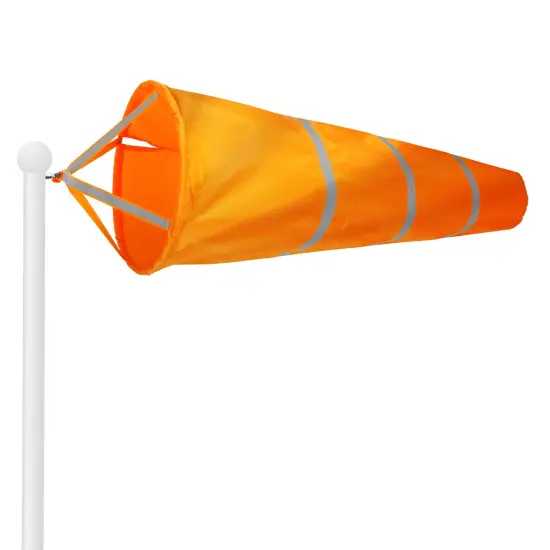 G128 Orange Windsock 40 Inch | Printed 210D Polyester | Heavy Duty Polyester Wind Direction Measurement with Reflective Belt, For Outdoor Airport, Farm and Park {1}